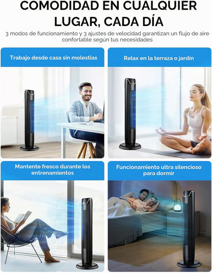 Midea FZ10-17JR - Ventilador de torre silencioso com controlo remoto (92 cm,