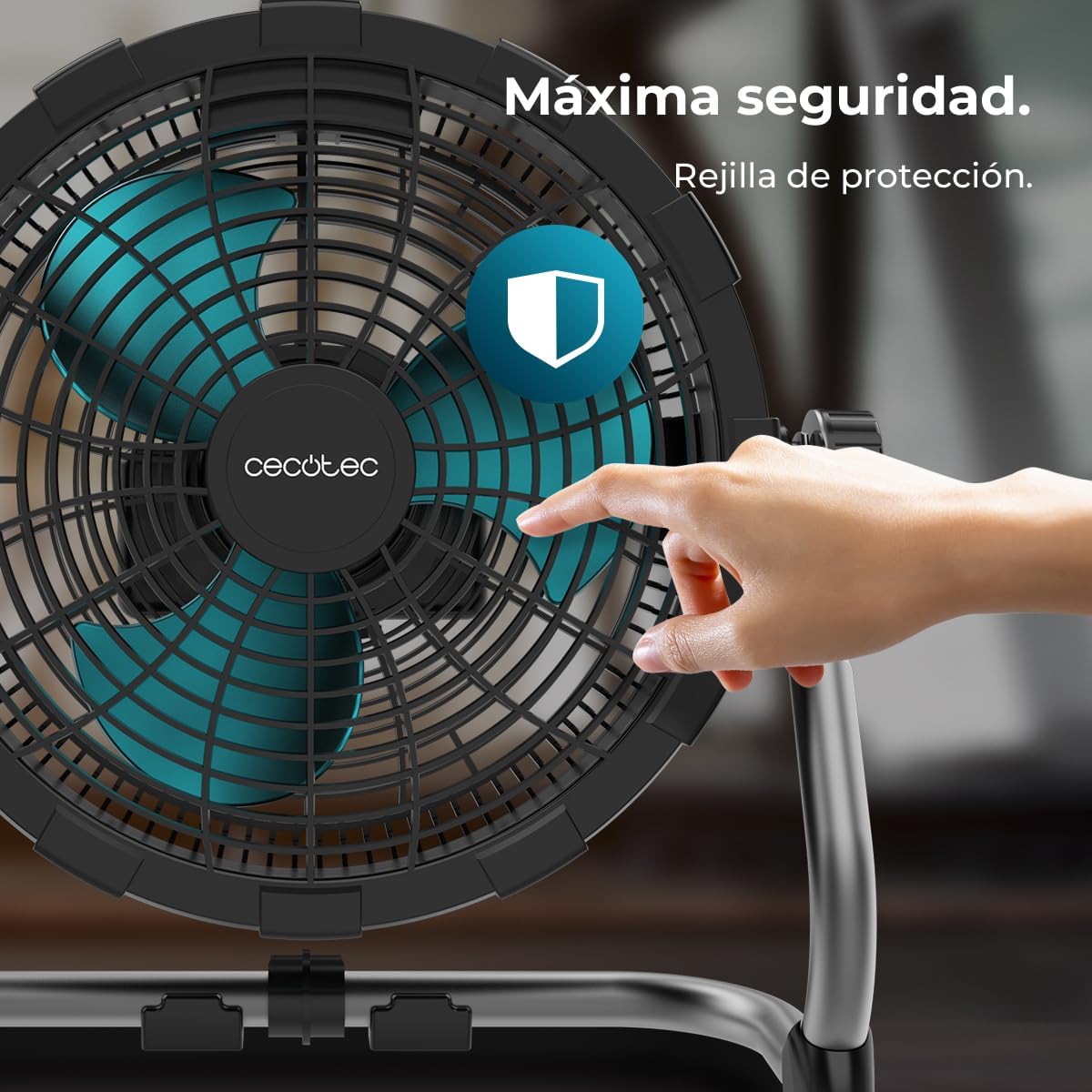 Cecotec Ventoinha de chão industrial Proindustry portátil. 12000 Mah, diâmetro 25,4 cm, 9 velocidades, bateria potente, design robusto, inclinação ajustável, grade de proteção, fácil transporte