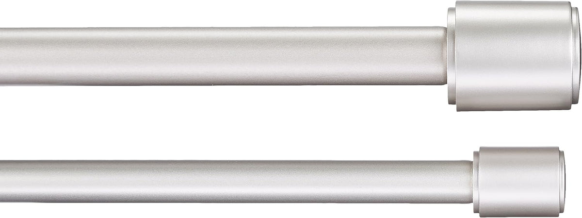 Amazon Basics Barra de cortina dupla extensível com remates de capuz, diâmetro de 19 mm, de 183 a 366 cm, cor níquel