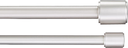 Amazon Basics Barra de cortina dupla extensível com remates de capuz, diâmetro de 19 mm, de 183 a 366 cm, cor níquel
