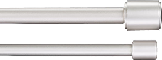 Amazon Basics Barra de cortina dupla extensível com remates de capuz, diâmetro de 19 mm, de 183 a 366 cm, cor níquel