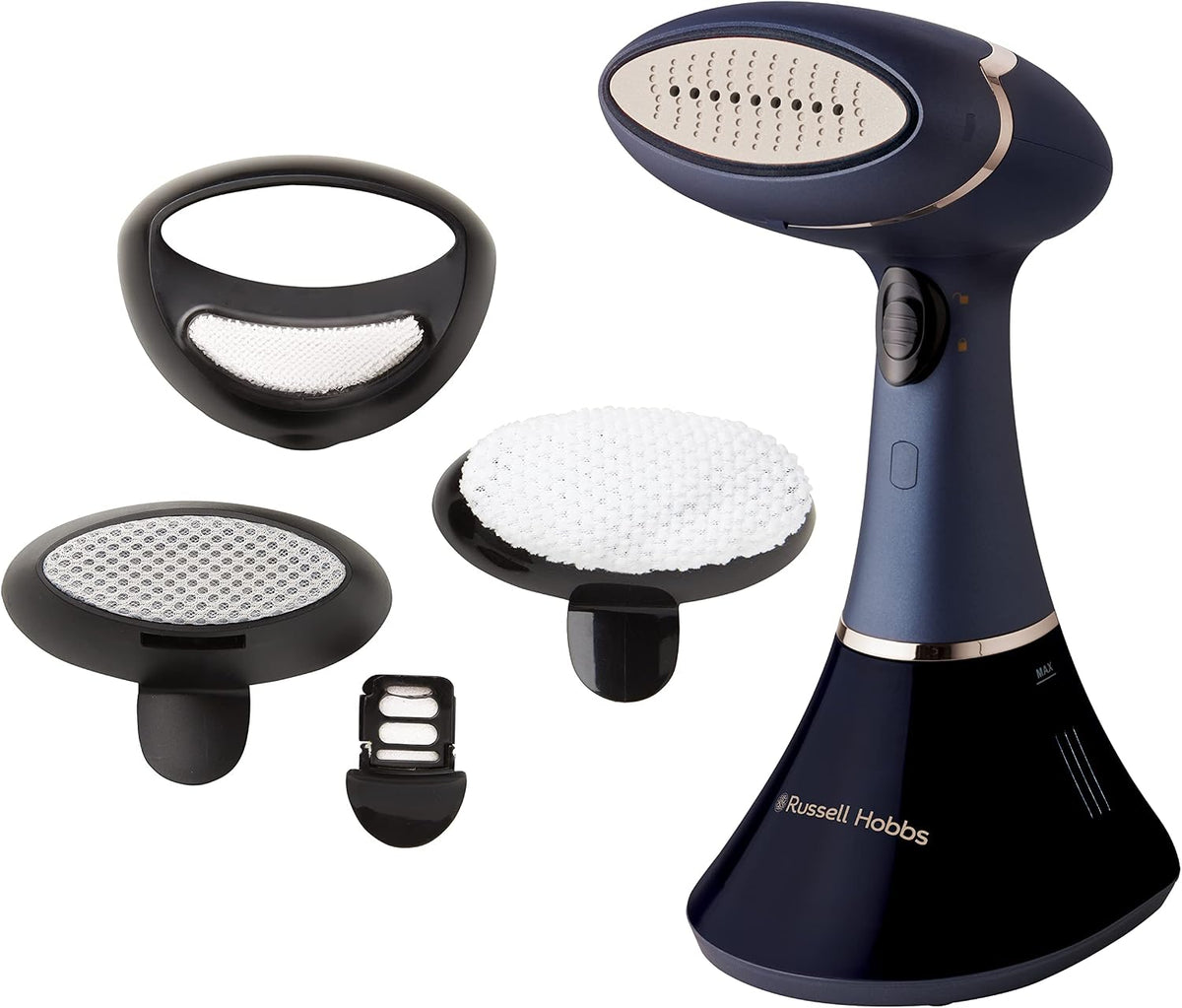 Russell Hobbs Ferro Vertical [1800W, 32g de geração de vapor] Steam Genie Aroma (base de cerâmica, tanque 200 ml, 3 acessórios, difusor de aroma, elimina rugas, plancha e reduz odores) 28041-56