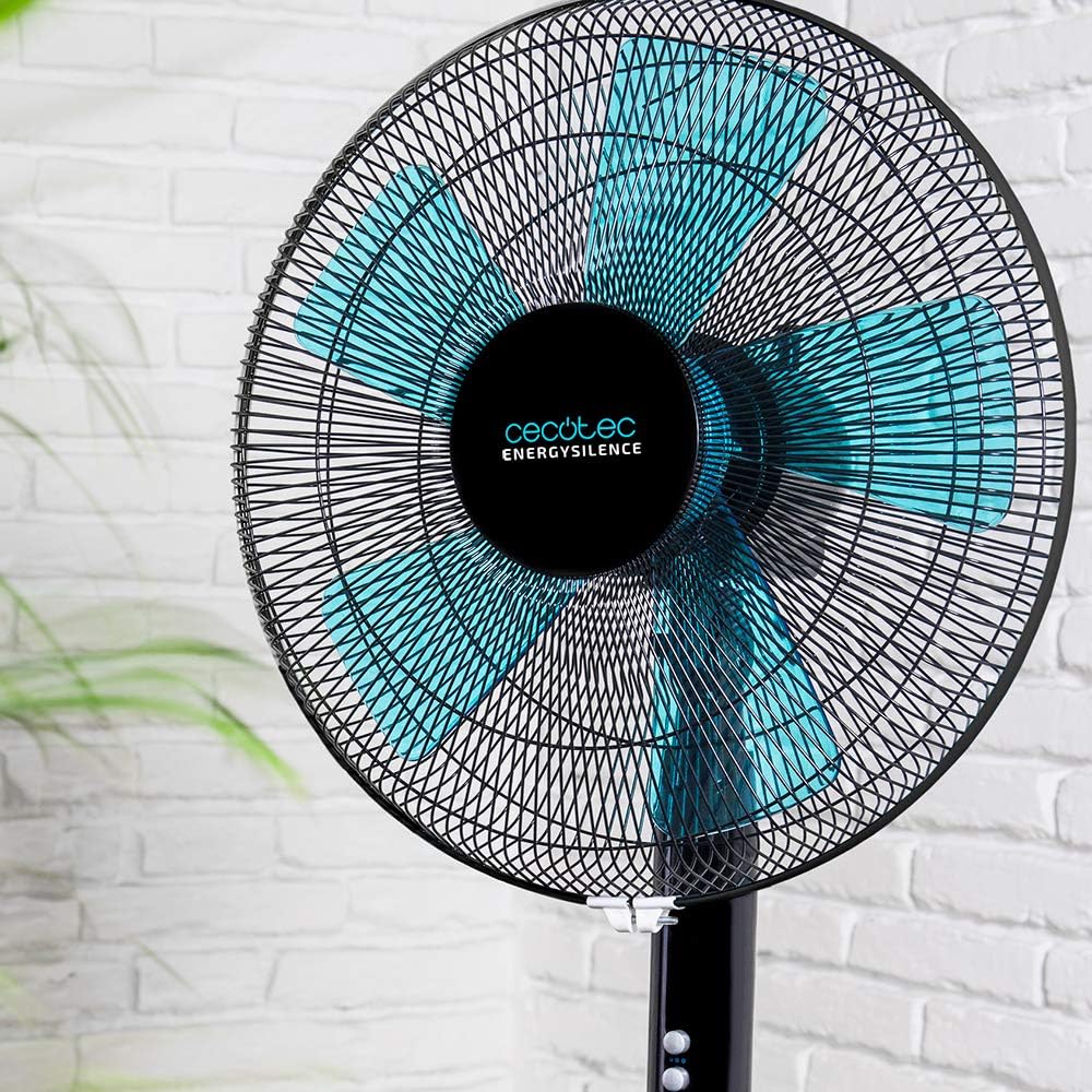 Cecotec Ventoinha de pé EnergySilence 510. 40 W, 5 pás de 40 cm de diâmetro, oscilante, 3 velocidades, altura ajustável 110-130 cm, motor de cobre, design em preto