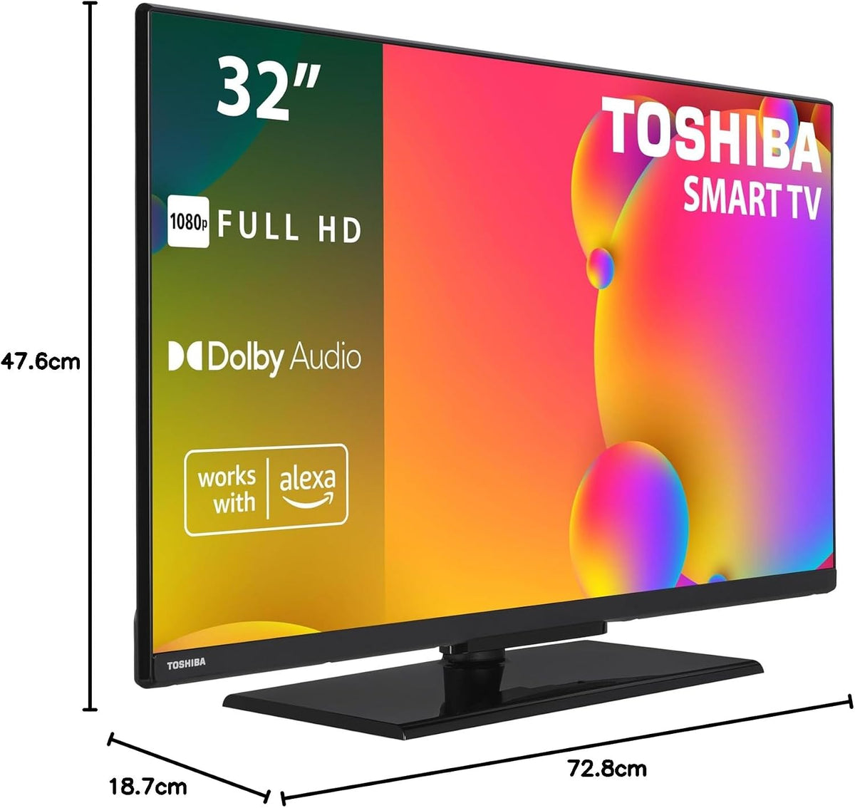 Toshiba 32LV3563DG Smart TV de 32", com resolução Full HD (1920 x 1080), HDR, compatível com assistente de voz Alexa [Classe energética E]