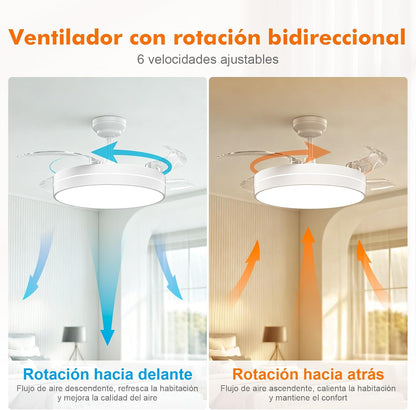 GRIFEMA Ventoinha de teto com luz e comando, 107 cm