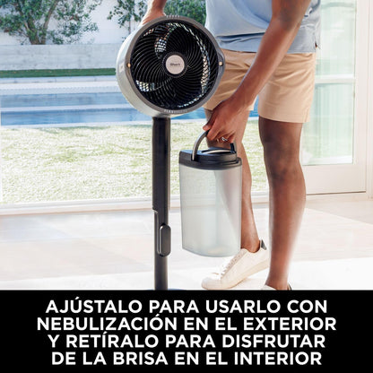 Shark FlexBreeze Pro Mist Ventoinha sem cabo, cinzento carbono, FA300EU | Interior e exterior, com decalque, depósito portátil, alcance de 20 m, pedestal ou mesa, 5 velocidades, controlo remoto