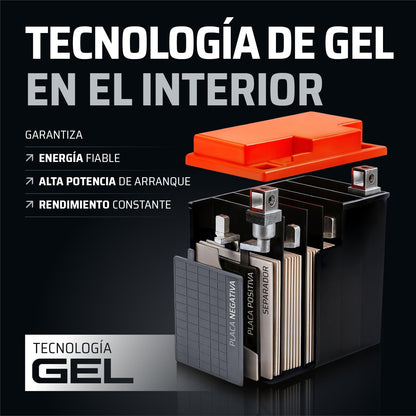 GP-PRO GTX12-BS Bateria de arranque para motas, 12 V, 10 Ah, semelhante a YTX12-BS / 51012, sem necessidade de manutenção, 15 x 13 x 8,7 cm