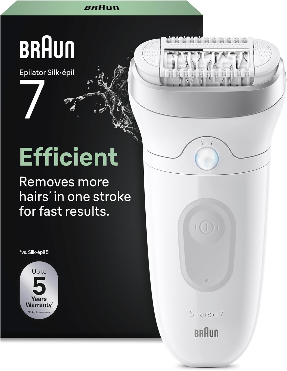 Braun Silk-épil 7, Depiladora elétrica para uma eliminação fácil do pelo, pele macia duradoura, 7-011, branca/prateada | Depiladora corporal resistente à água