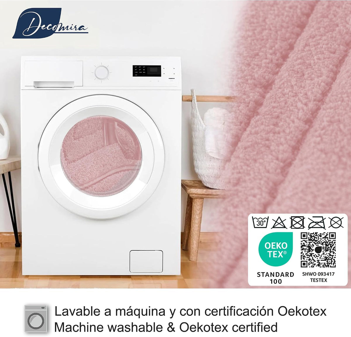 Decomira Tapete de casa de banho antiderrapante | Tapete super absorvente e lavável na máquina | para casa de banho, chuveiro, banheira ou tapete WC | rosa - 40 x 60 cm