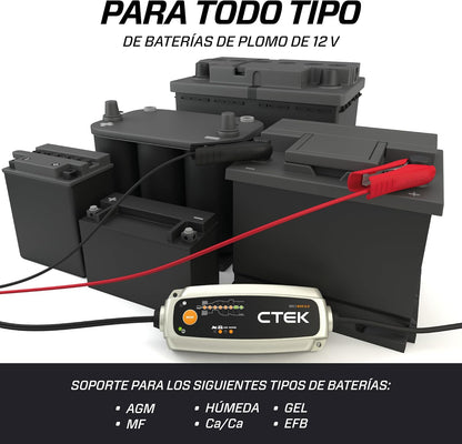 CTEK MXS 5.0, carregador de bateria 12 V 5 A com compensação de temperatura incorporada, carregador de bateria de carro e moto, carregador inteligente de baterias, mantenedor de bateria com opção de