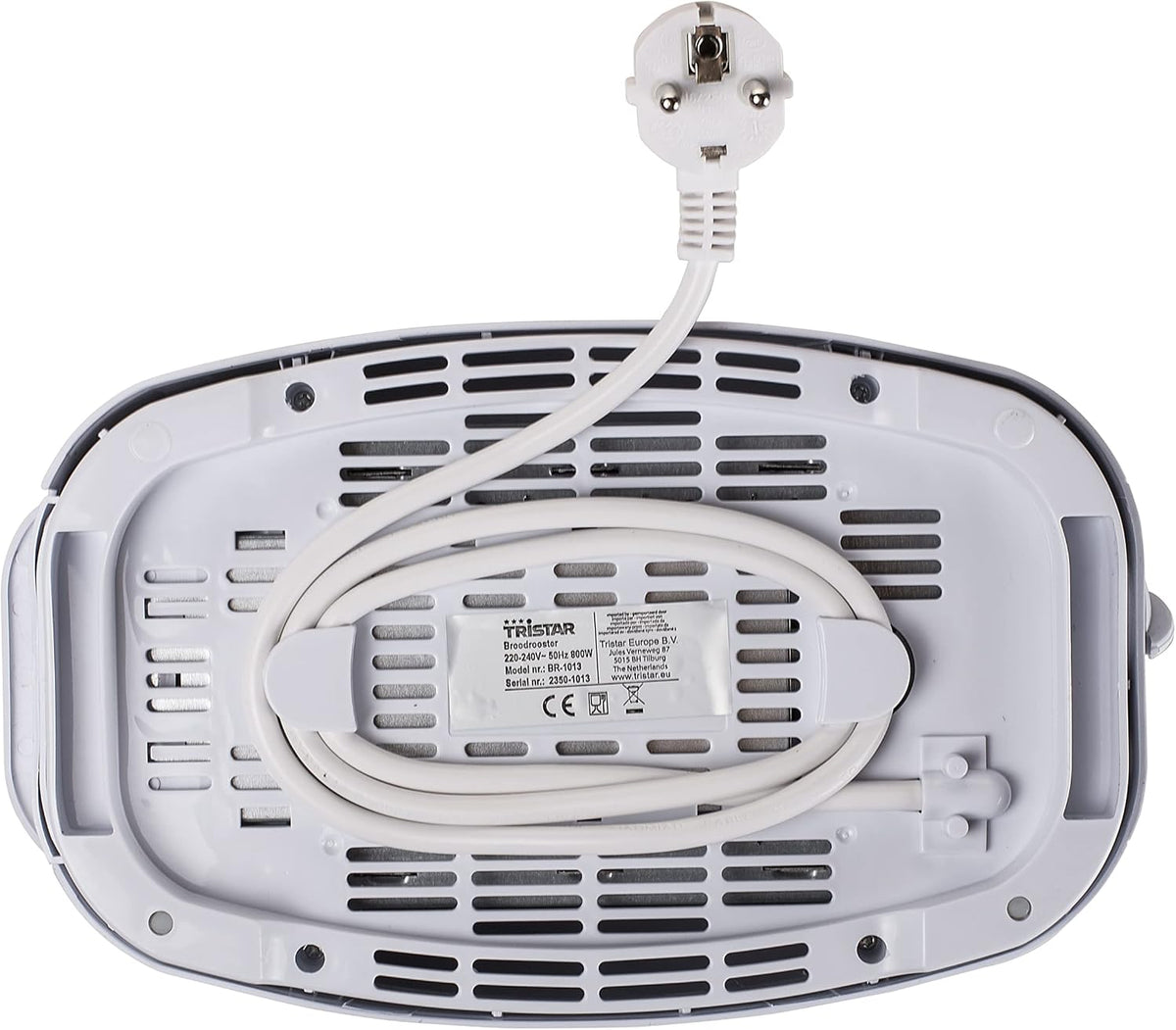 Tristar BR-1013 Torradeira para 2 fatias de pão, 2 ranhuras curtas, 6 níveis de tostado, bandeja para migalhas removível, função de descongelar ou reaquecer, 800 W