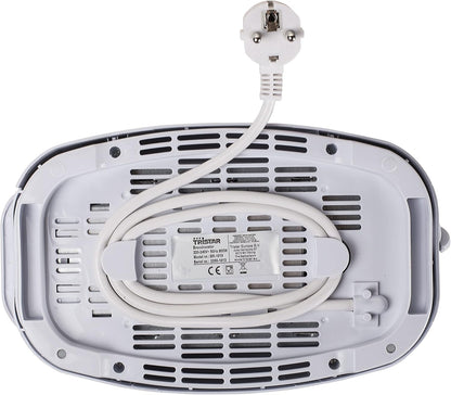 Tristar BR-1013 Torradeira para 2 fatias de pão, 2 ranhuras curtas, 6 níveis de tostado, bandeja para migalhas removível, função de descongelar ou reaquecer, 800 W