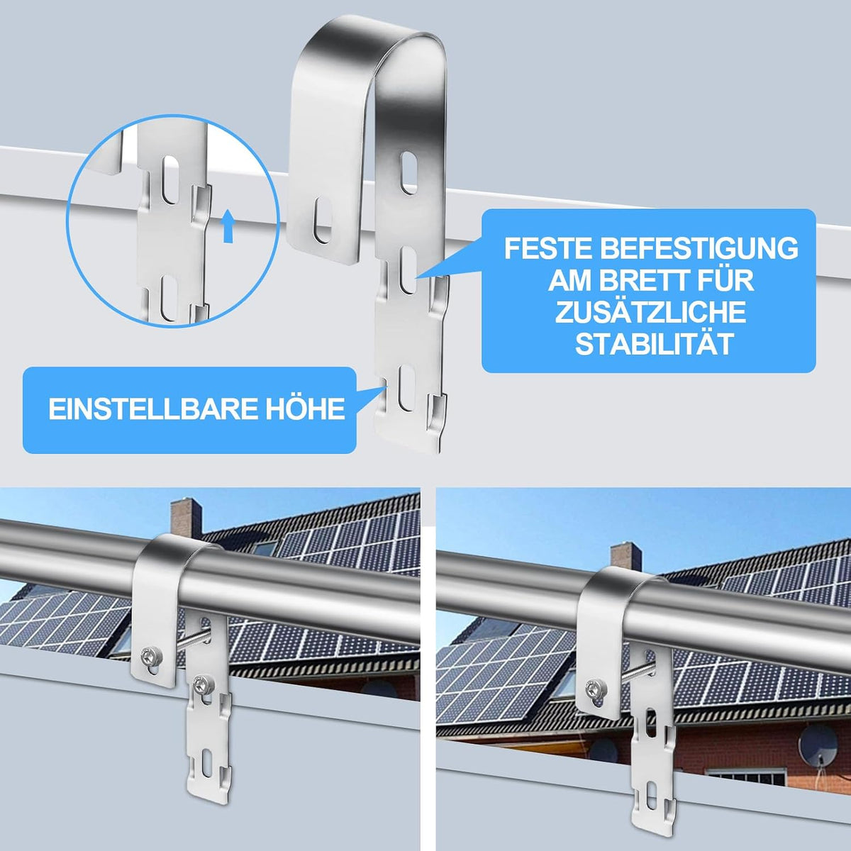 Suporte de Fixação para Painéis Solares – 2 Ganchos Universais para Varanda