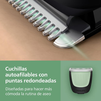 Philips Recortador Tudo em Um Série 3000, Kit 9 em 1, Aparador e Cortador de Cabelo Masculino para Rosto, Cabelo e Corpo, Barba, Lâminas Autoafiáveis Suaves com a Pele, 12 comprimentos, MG3946/15