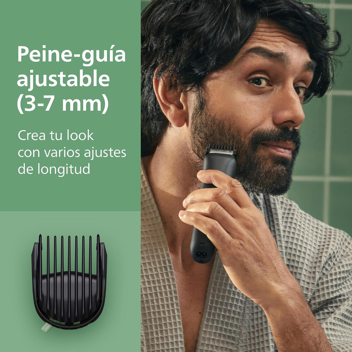 Philips Recortadora Todo En Uno series 3000, Kit 7 em 1, Aparador e corta-pelos para homem para rosto e cabelo, barba, lâminas autoafiáveis suaves com a pele, 10 comprimentos, MG3930/15