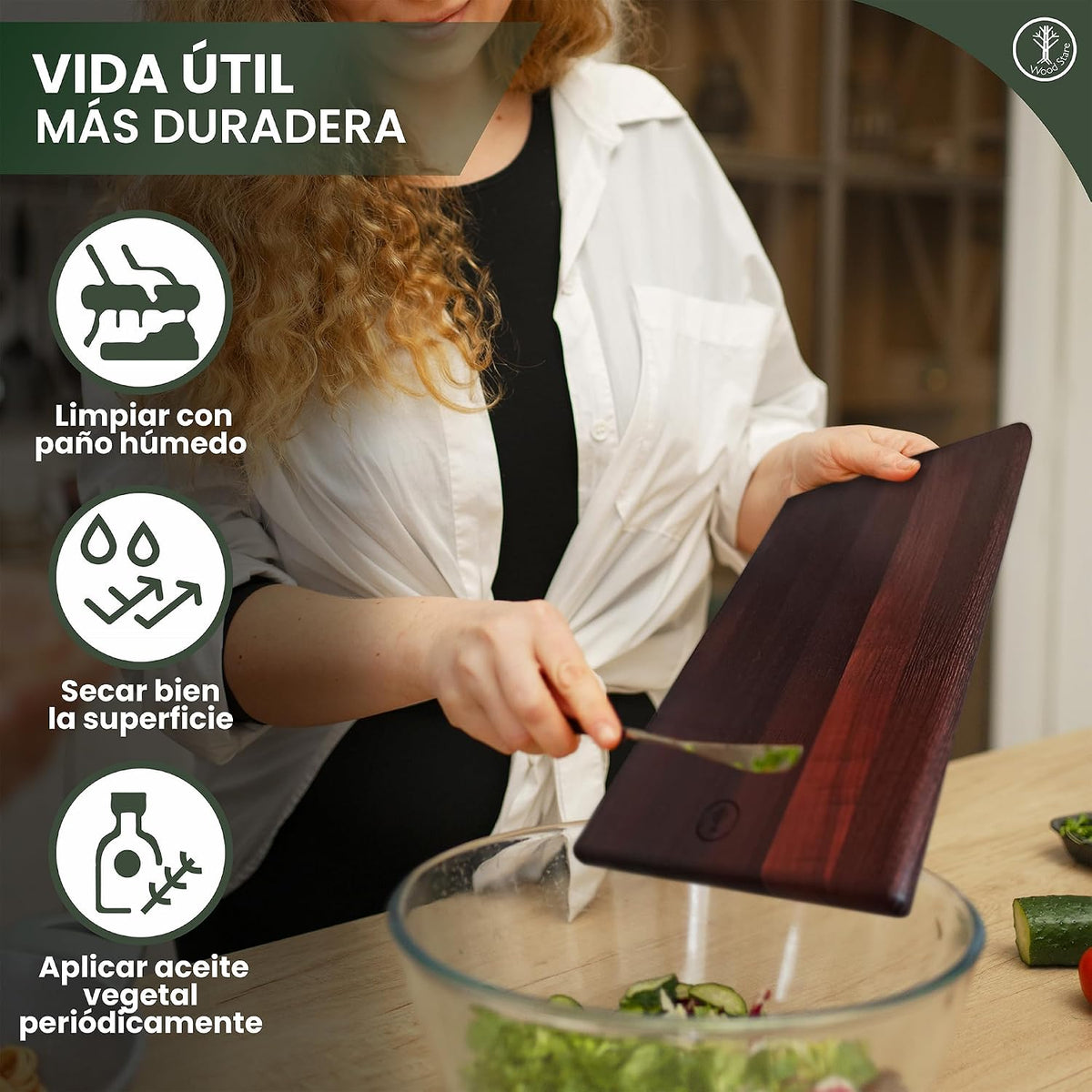 Tábua de Madeira Cozinha 45x25x1,5 | Freixo Termotratado Premium Reversível e Higiénica | Tábua Profissional para Carne, Pão ou Queijos | Tábua de Cortar Grande, Leve e Resistente à Humidade |