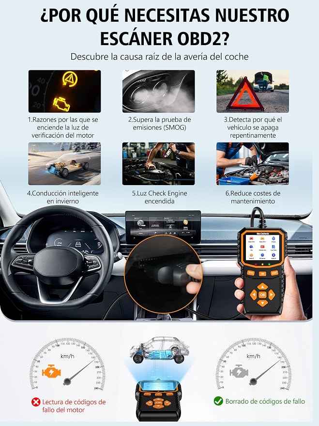 OBD2 Diagnóstico carro scanner OBD: Máquina diagnóstico OBD2 multimarca  - leitor diagnóstico para apagar códigos de erro controlar luz motor compatível BMW Mercedes Audi veículos