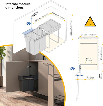 EMUCA - Recipiente de reciclagem para móvel de cozinha