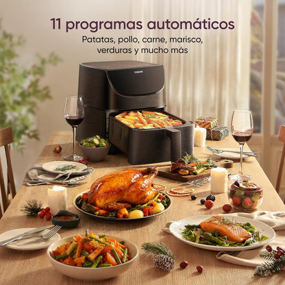 Cosori Fritadeira de Ar 5,5L Interior Metálico Real, Fritadeira de Ar Design Antioxidante, Tecnologia de Aquecimento
