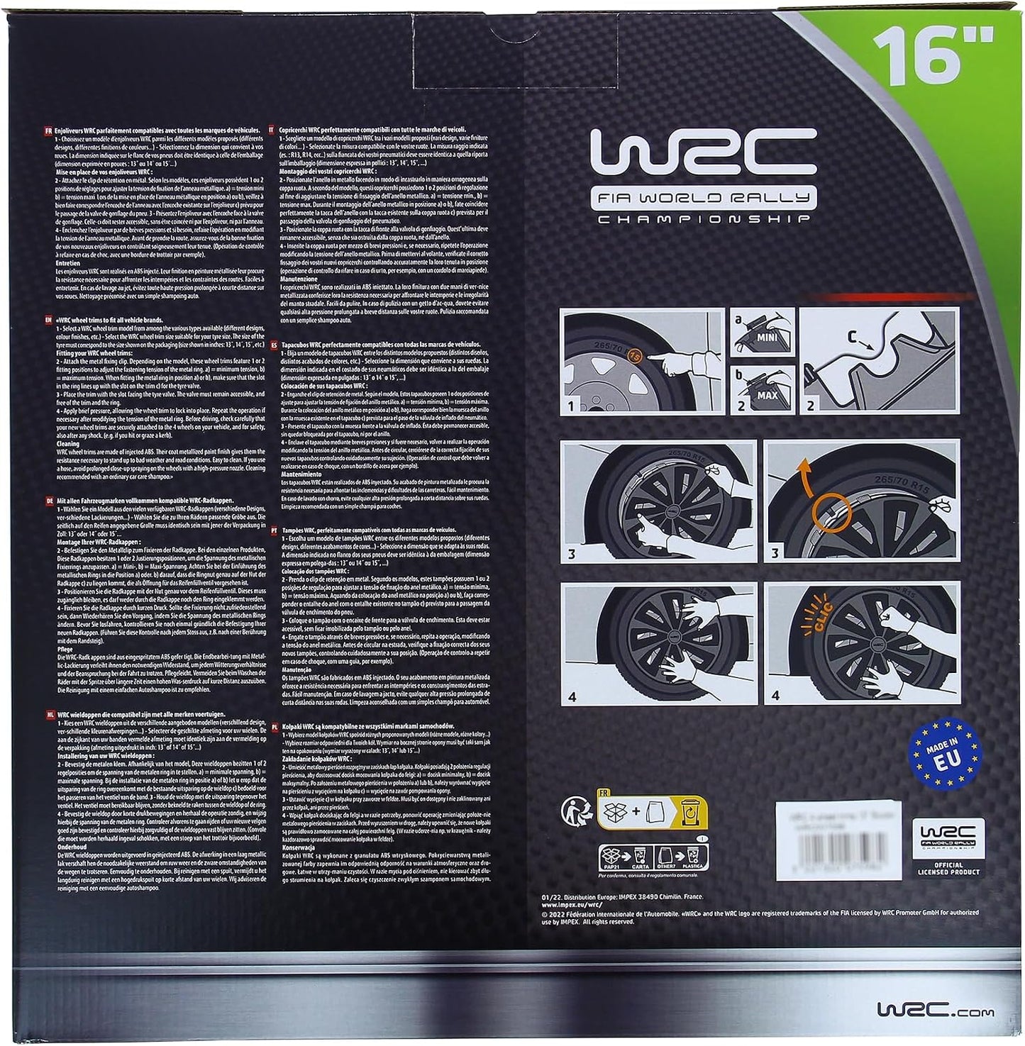 WRC 007599 4 tampões, 16 polegadas, turbo bicolor preto e cinzento