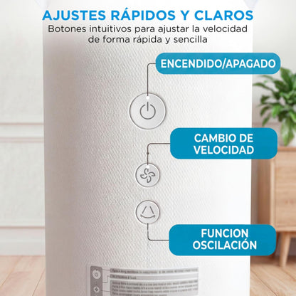 MIDEA Ventilador de torre de 4 velocidades com controlo remoto, ventilador de torre silencioso com oscilação de 90º - refrigerador de ar com temporizador - climatizador frio potente até 9 m - Fan
