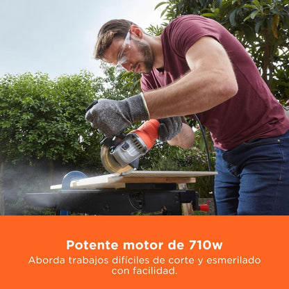 BLACK+DECKER Rebarbadora angular compacta com cabo de 15 mm 710 W, BEG010-QS,