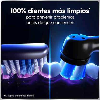 Oral-B iO 6 Escova de dentes elétrica preta com cabo recarregável, 3 cabeças, 1 estojo de viagem, 5 modos de escovar com branqueamento dental