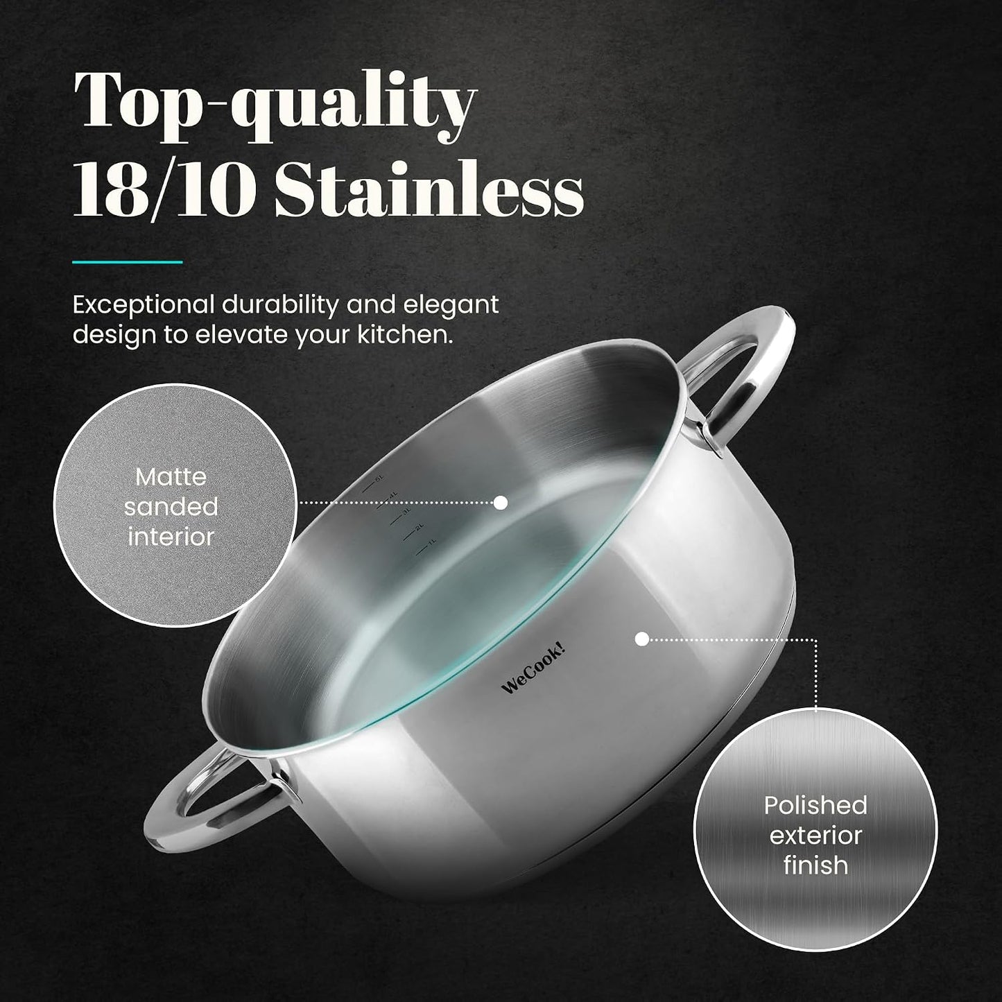 Caçarola com tampa de aço INOX 30 cm, WECOOK! PRO