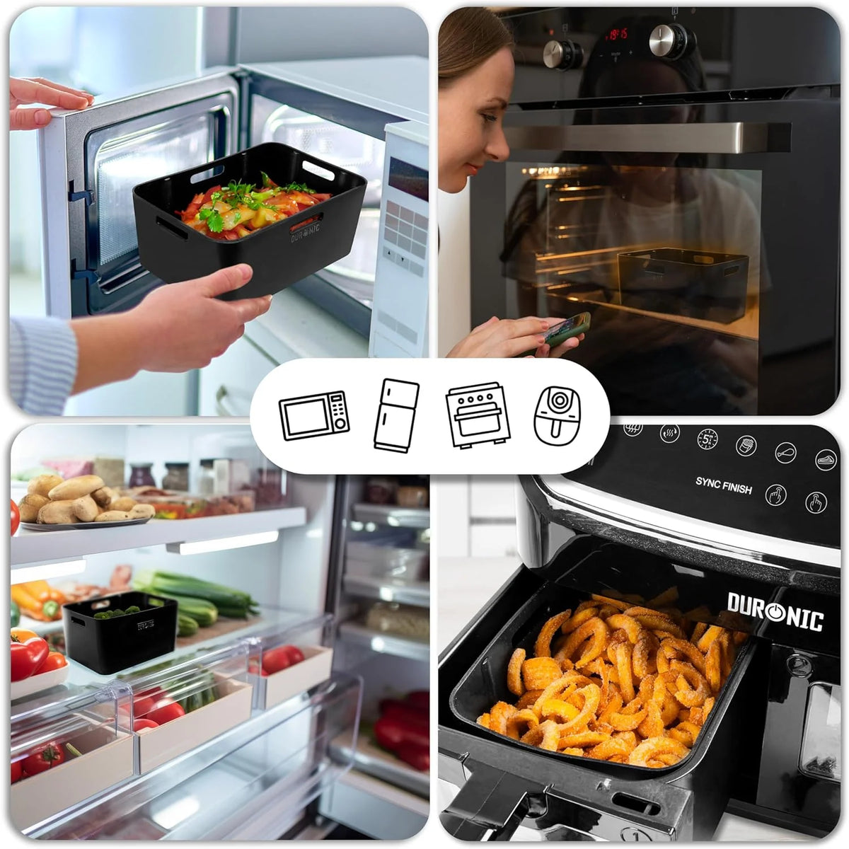 Pack de 2 Formas de Silicone Reutilizáveis para Air Fryer Duronic AFL1 – Antiaderentes