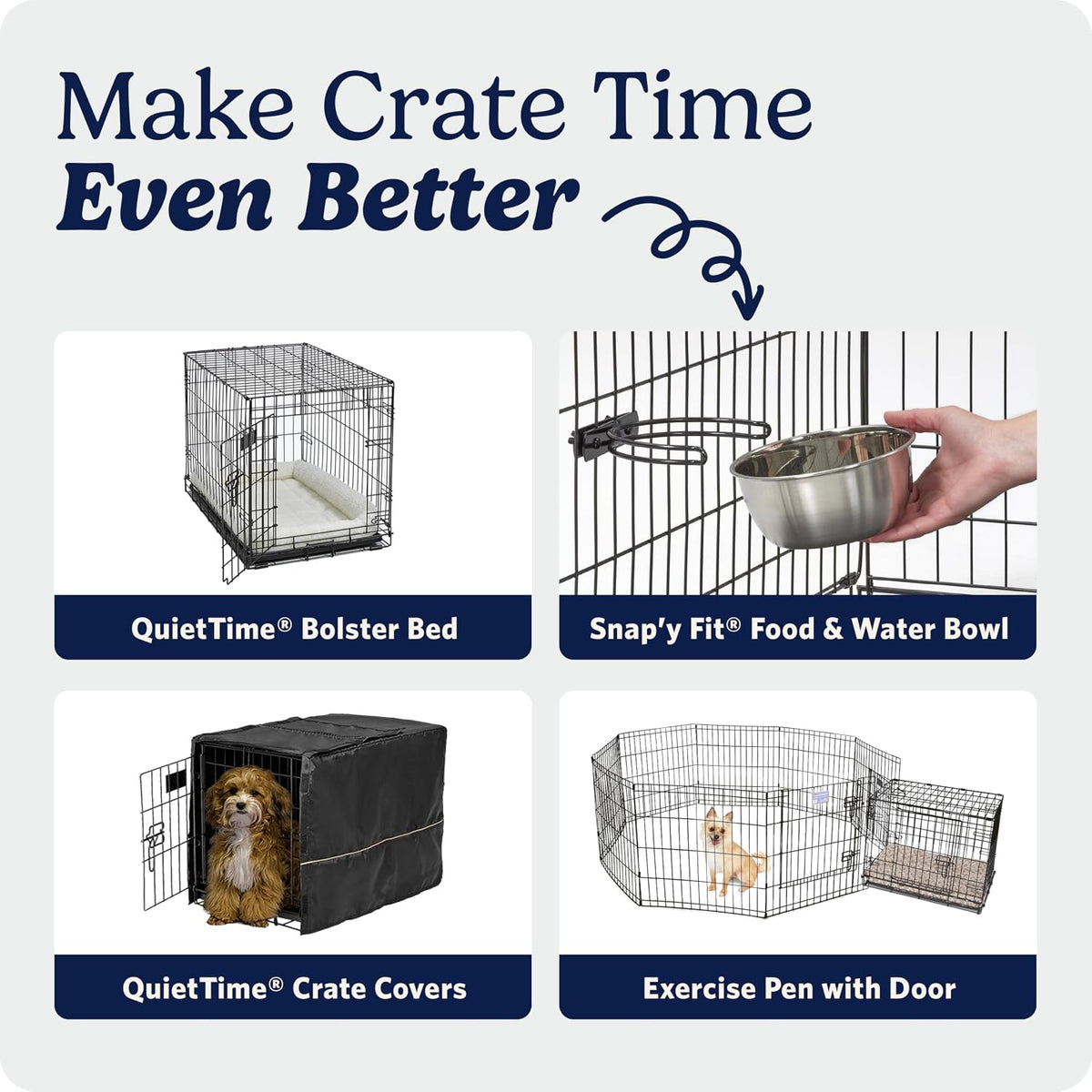 MidWest Homes for Pets ICrate Gaiola dobrável de 59 cm para cães XS, uma única porta com painel divisor, bandeja à prova de fugas e fechos seguros, de arame de metal, portátil e fácil de montar