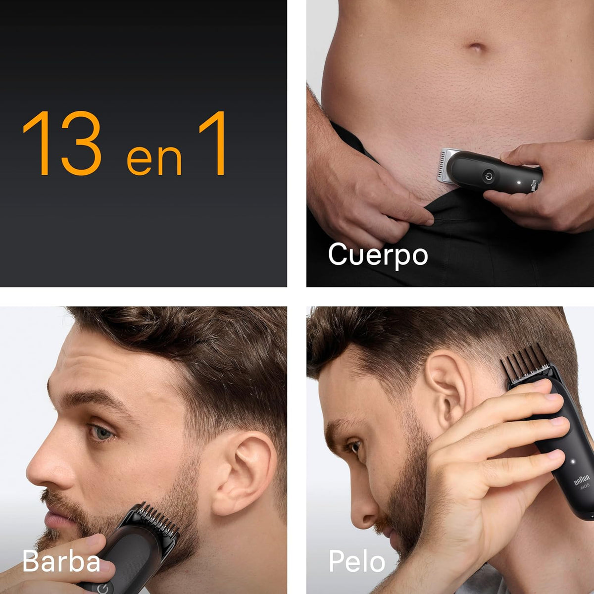 Braun Recortador Tudo em Um Série 5 AIO5565, Kit de Estilo 13em1 Para Barba, Cabelo, Orelhas, Nariz e Corpo, 120 Min, Aparador de Cabelo para Homem com Lâmina Ultra Afiada, Corte Preciso e Eficiente | Kit de Styling 13 em 1 para barba