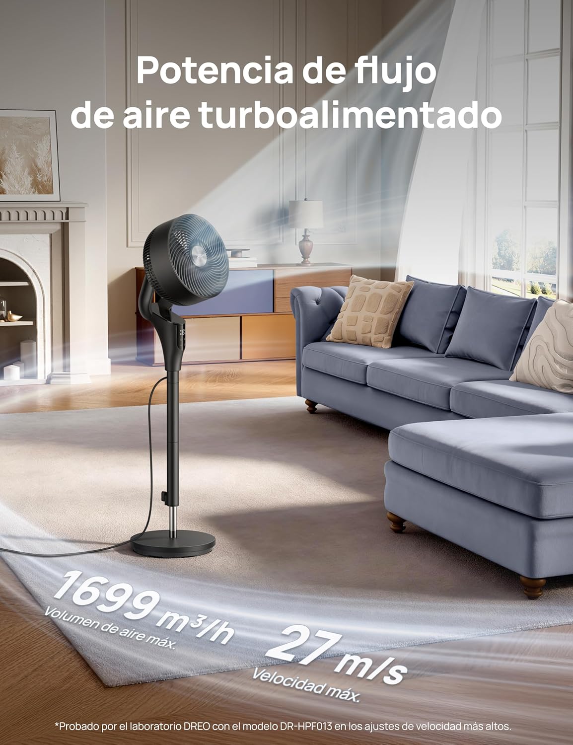 Dreo Ventilador de pé inteligente 23 dB, alcance de 24 m, volume de ar 1200 m³/h