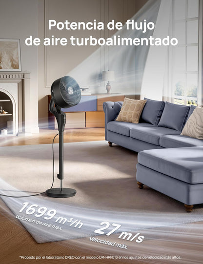 Dreo Ventilador de pé inteligente 23 dB, alcance de 24 m, volume de ar 1200 m³/h