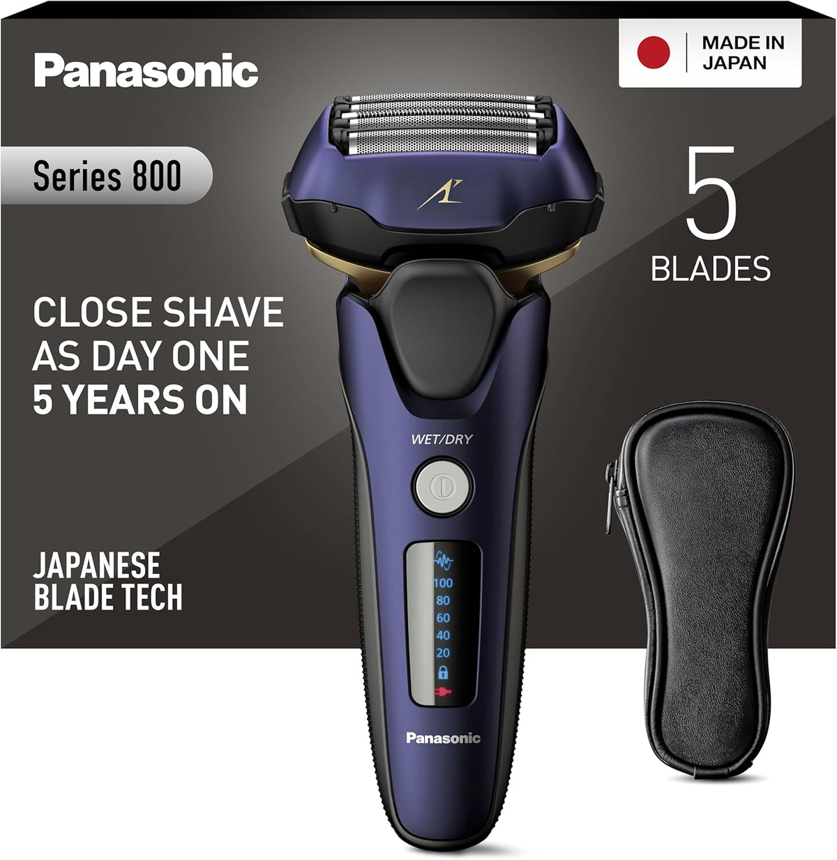Panasonic Série 800 ES-LV67 Máquina de barbear premium (Motor ultrarrápido, 5 lâminas de precisão nanométrica, cabeça multiflexível com 16 direções