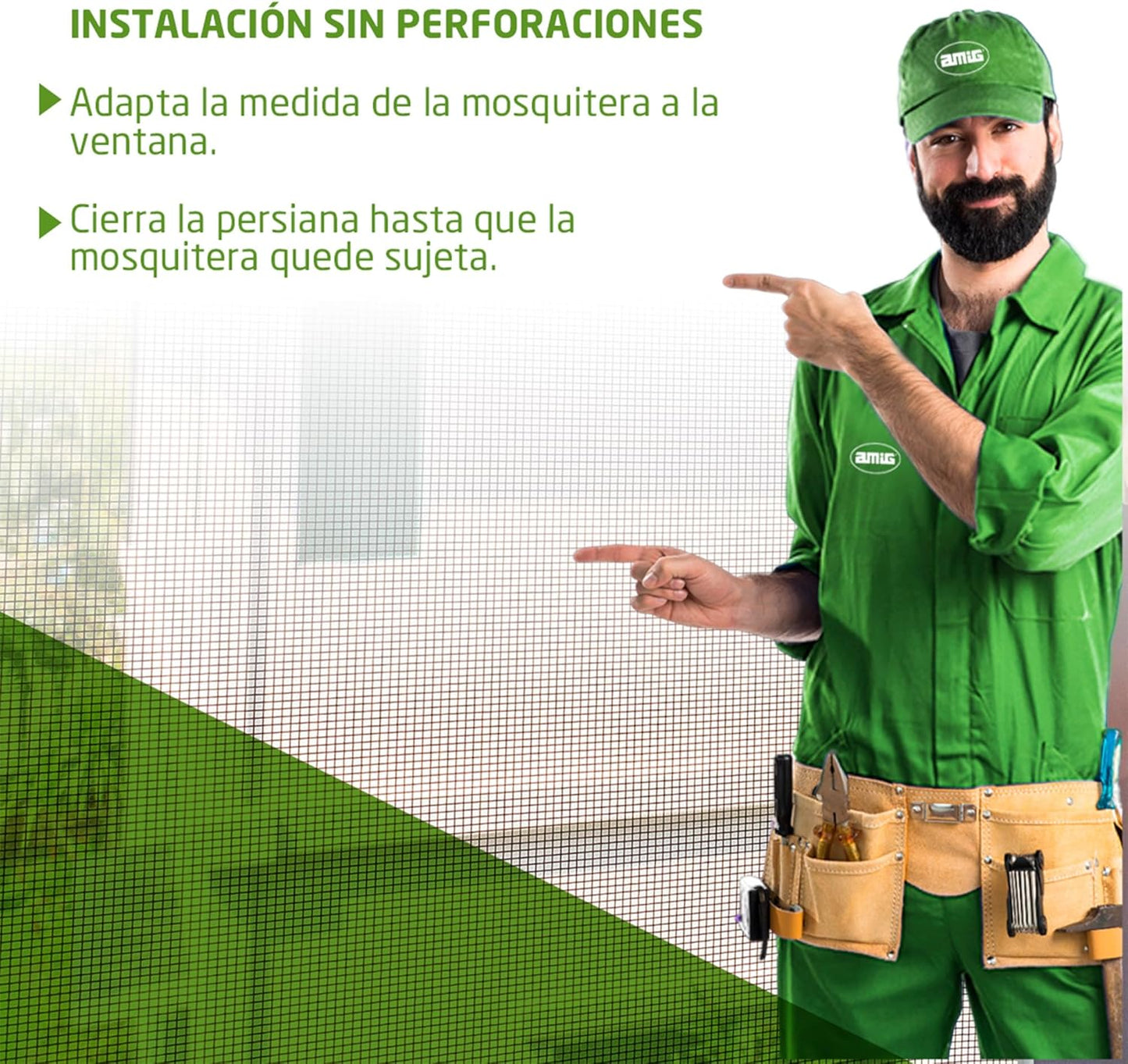 Amig Rede mosquiteira extensível para janelas, instalação sem parafusos, cabe na calha da persiana - 70 x 50 cm, ajustável até 130 cm