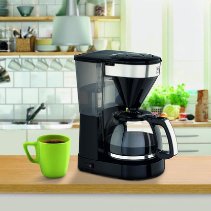 Melitta 6762889 Cafeteira de filtro com jarro de vidro, preto/aço inoxidável, 10 chávenas, 125 ml