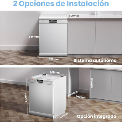 COMFEE' CDWPF1201PW-WE-EU Lavavajillas Independiente,12 Cubiertos, 60cm [Classe energética E]