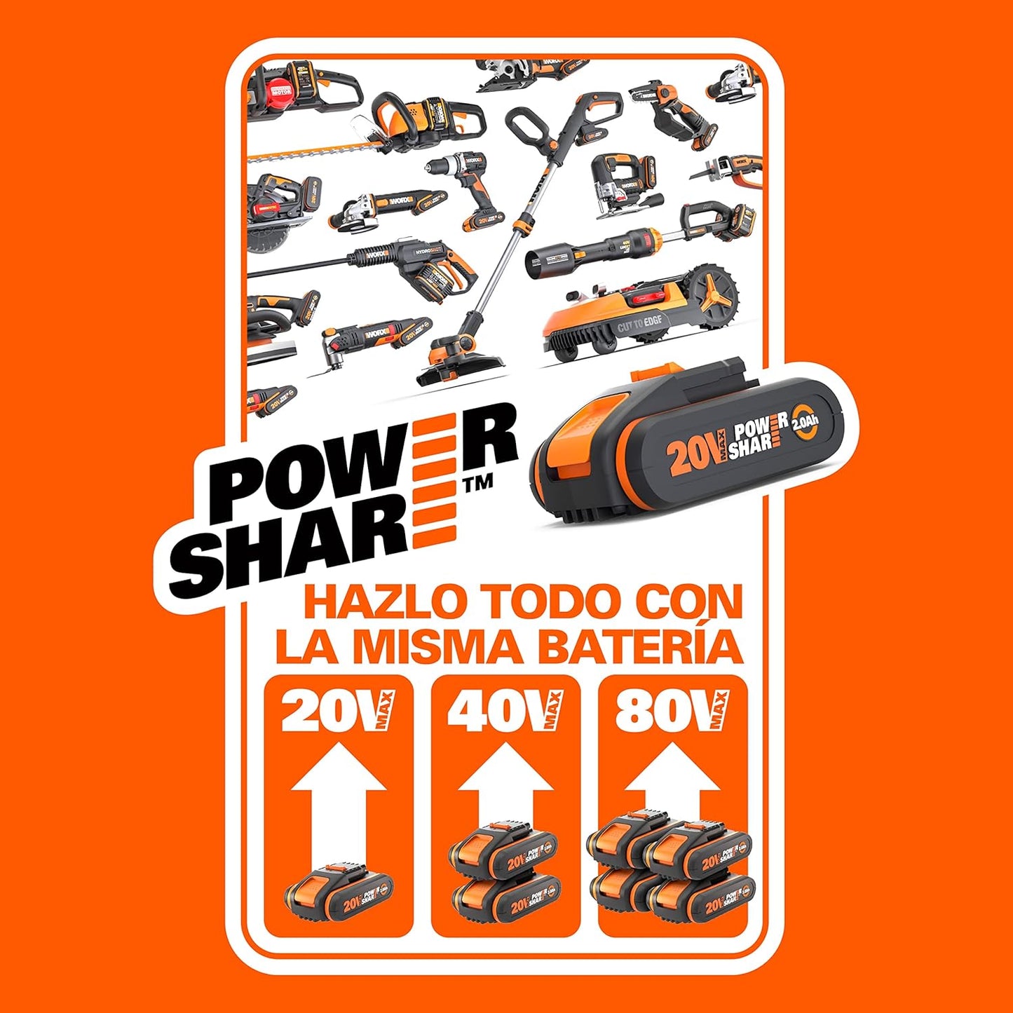 WORX WG543E.9 Soprador de folhas 20 V nitro, super leve 1,7 kgh