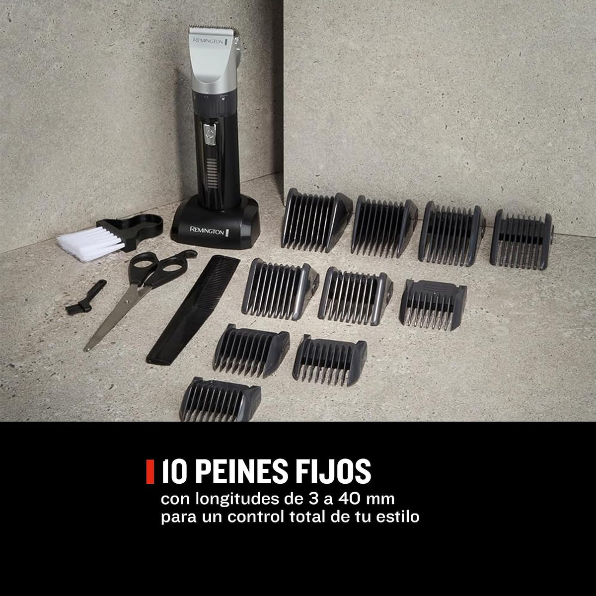Remington Máquina de Cortar Cabelo Homem lâminas de cerâmica autoafiáveis, 0,8-40 mm corte profissional Genius, 10 guias de pente, funcionamento a cabo/bateria, recarregável, sem fios, lítio HC5811