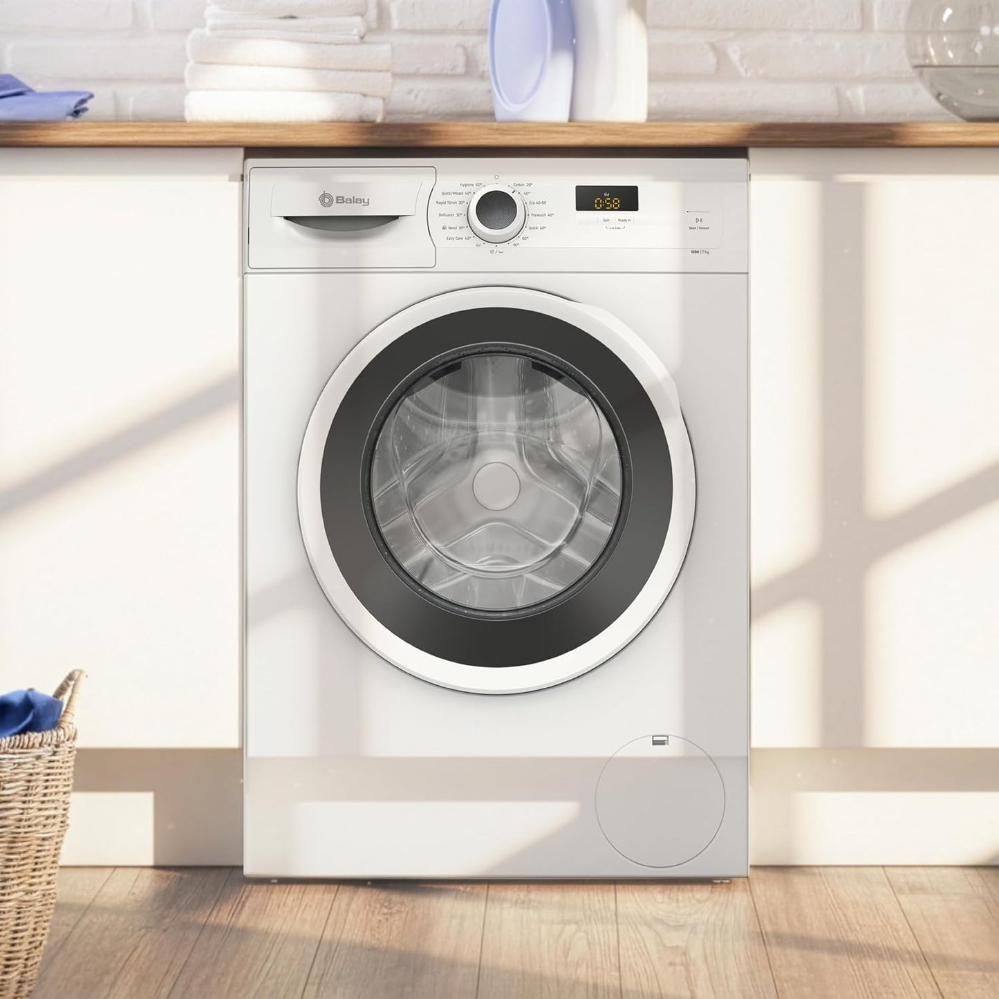 Balay - Máquina de lavar, 7 kg, Carregamento frontal, Função Pausa + Carregamento, Programa rápido, Programação diferida, 1200 r.p.m., Branco, 3TS273BA [Classe energética A]