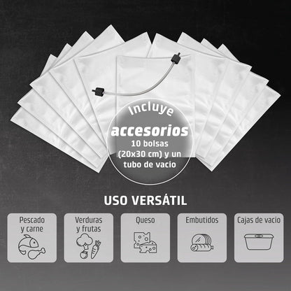 CASO VC 10 - Embaladora a vácuo doméstica compacta - máquina a vácuo de alimentos - costura de soldagem de 30 cm de comprimento e estável - Aplicação gratuita Food Manager - prateado