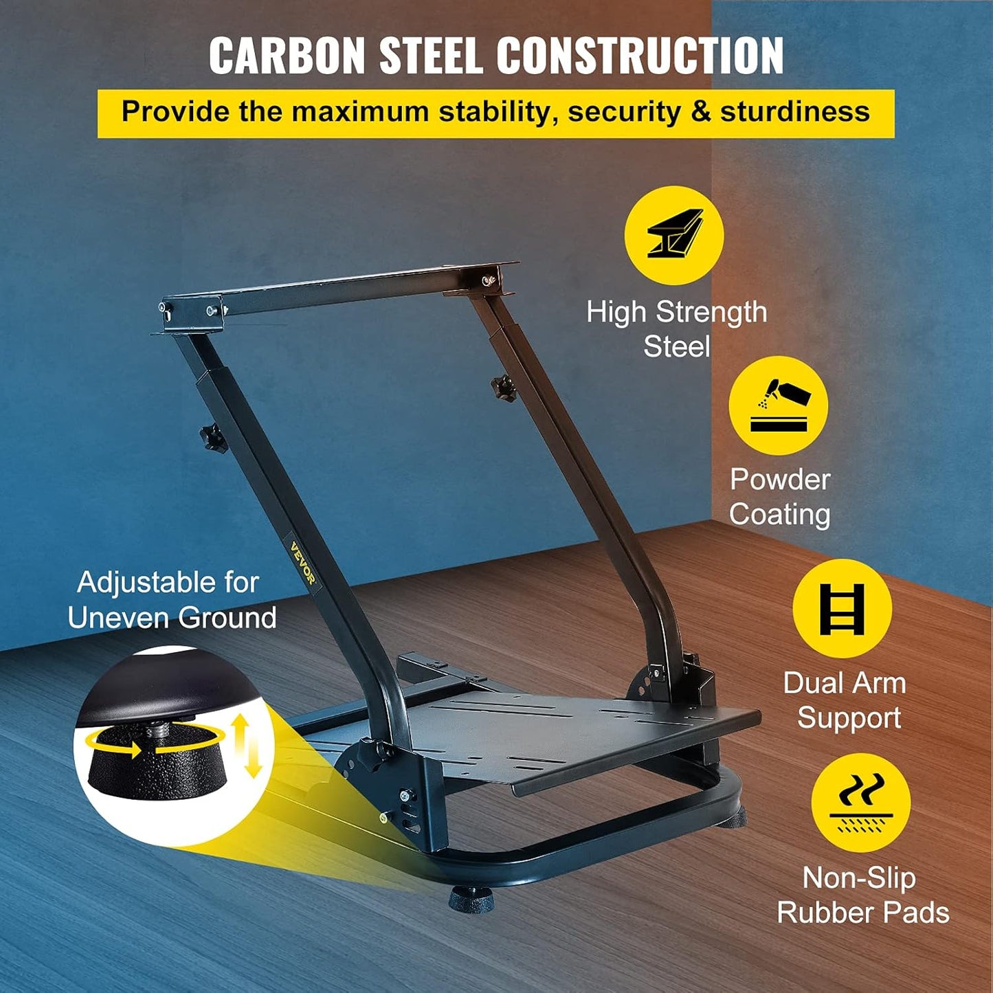VEVOR Suporte para volante 61 x 45 x 58 - 77 cm, universal dobrável G25 G27 G29 e G920 Wheel Stand Pro, compatível com Logitech [Video Game] preto (YXZG29YXARTZDZ001V0)