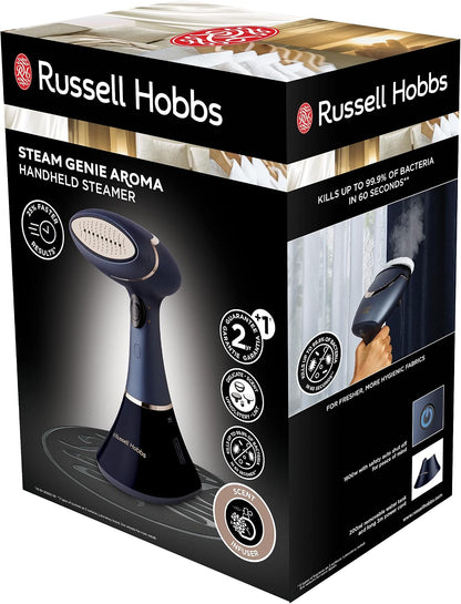 Russell Hobbs Ferro Vertical [1800W, 32g de geração de vapor] Steam Genie Aroma (base de cerâmica, tanque 200 ml, 3 acessórios, difusor de aroma, elimina rugas, plancha e reduz odores) 28041-56