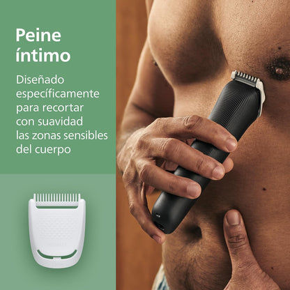 Philips Recortador Tudo em Um Série 3000, Kit 9 em 1, Aparador e Cortador de Cabelo Masculino para Rosto, Cabelo e Corpo, Barba, Lâminas Autoafiáveis Suaves com a Pele, 12 comprimentos, MG3946/15