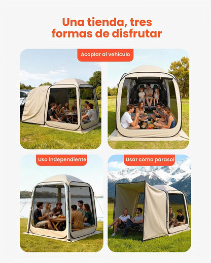 VEVOR Tenda de campanha com mosquiteira, 1825 x 1825 x 2200 mm, 4-6 pessoas, dobrável, para porta traseira SUV,