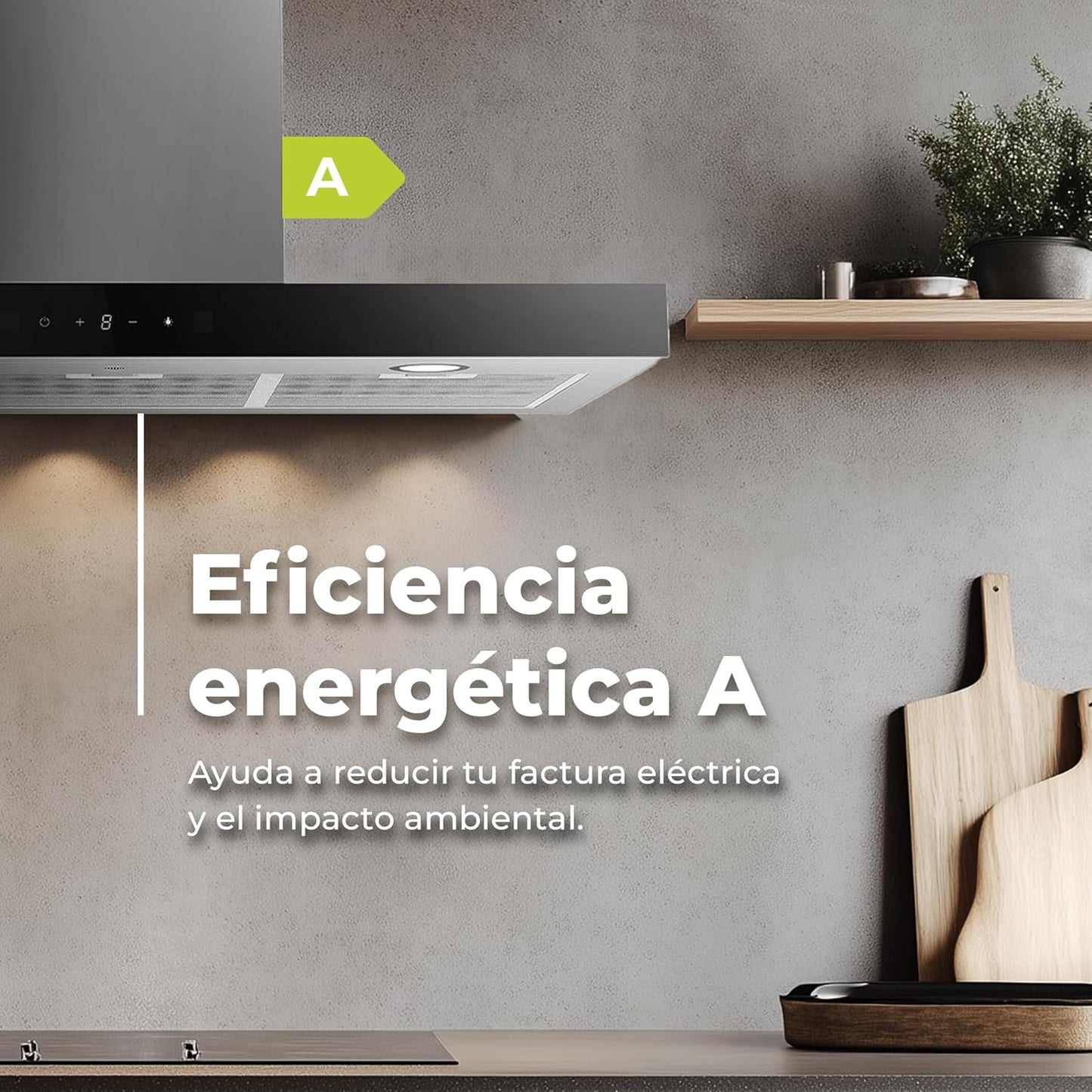 EVVO Exaustor decorativo CE36, 90 cm de largura, potência 650 m³/h