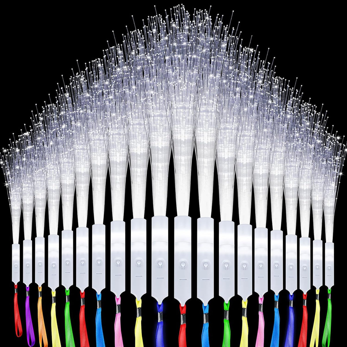 Pacote com 152 varinhas de fibra óptica brancas, varinhas luminosas de LED, a granel com 3 modelos piscantes, bastões piscantes para brilhar no escuro, lembrancinhas de festa de aniversário, casamento, Halloween, Natal, 8 cores