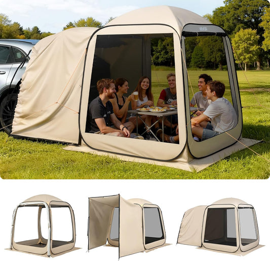 VEVOR Tenda de campanha com mosquiteira, 1825 x 1825 x 2200 mm, 4-6 pessoas, dobrável, para porta traseira SUV,