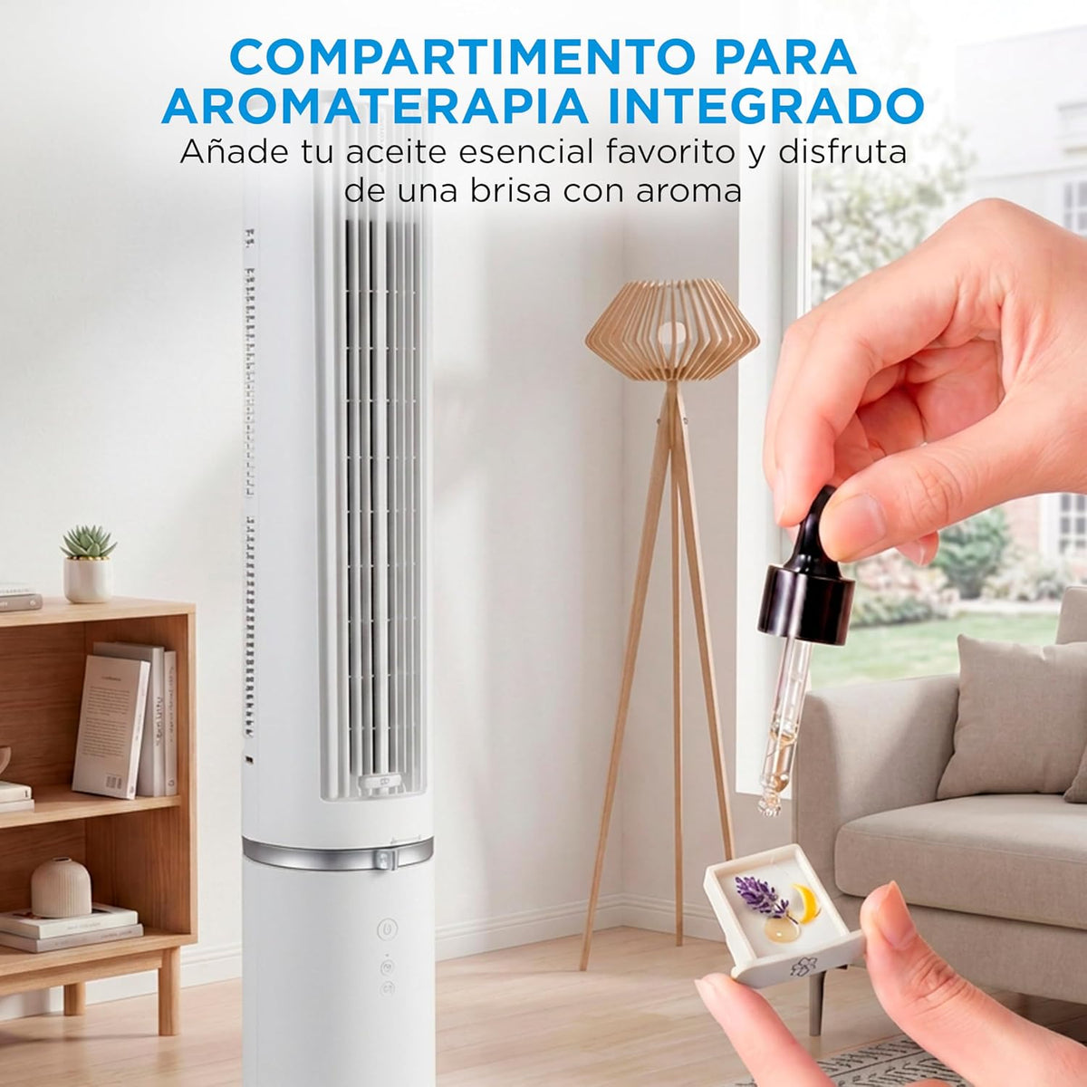 MIDEA Ventilador de torre de 4 velocidades com controlo remoto, ventilador de torre silencioso com oscilação de 90º - refrigerador de ar com temporizador - climatizador frio potente até 9 m - Fan
