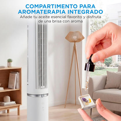 MIDEA Ventilador de torre de 4 velocidades com controlo remoto, ventilador de torre silencioso com oscilação de 90º - refrigerador de ar com temporizador - climatizador frio potente até 9 m - Fan
